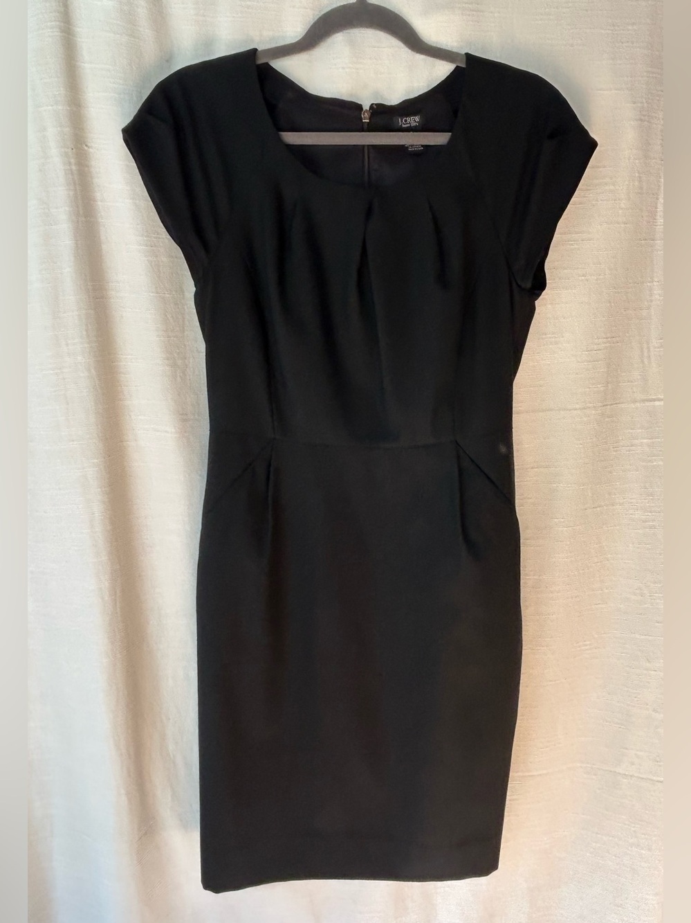 J. Crew Black Classic Preppy Okd Money Cap-Sleeve Sheath Midi‎ Dress with Pleats